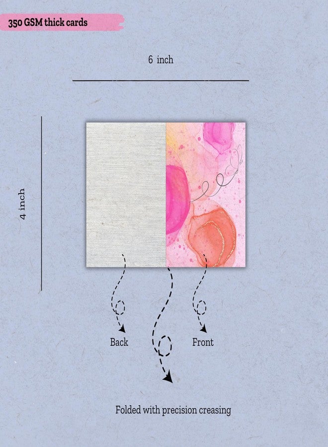 EKDALI Multi Coloured Small Notecards (6 x 4 Inches, 350 GSM), center fold Set of 16 I Greeting Cards for Birthday, Thank You Card| with envelope (Aesthetic Design) - Image 4